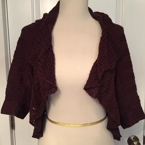 KENAR SWEATER SHRUG CARDIGAN BROWN KNIT *S/M Fit tagged L*